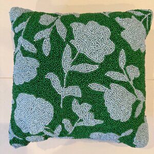 12"x12" Beaded Classic Rose Square Throw Pillow Green/Blue - kate spade new